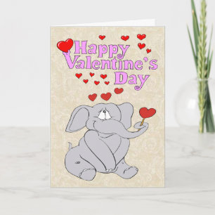 Festiva Tarjeta de San Valentín Cute Elephant