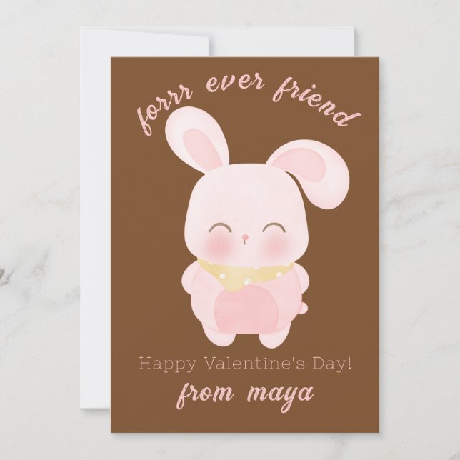 Festiva Tarjeta de San Valentín Cute rabbit Classroom (Anverso)