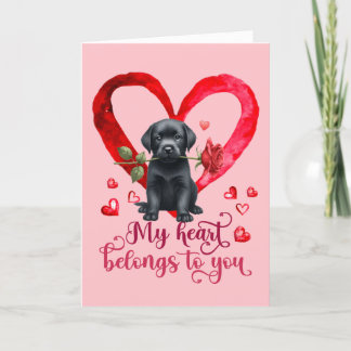 Festiva Tarjeta de San Valentín de acuarela de Labrador Re