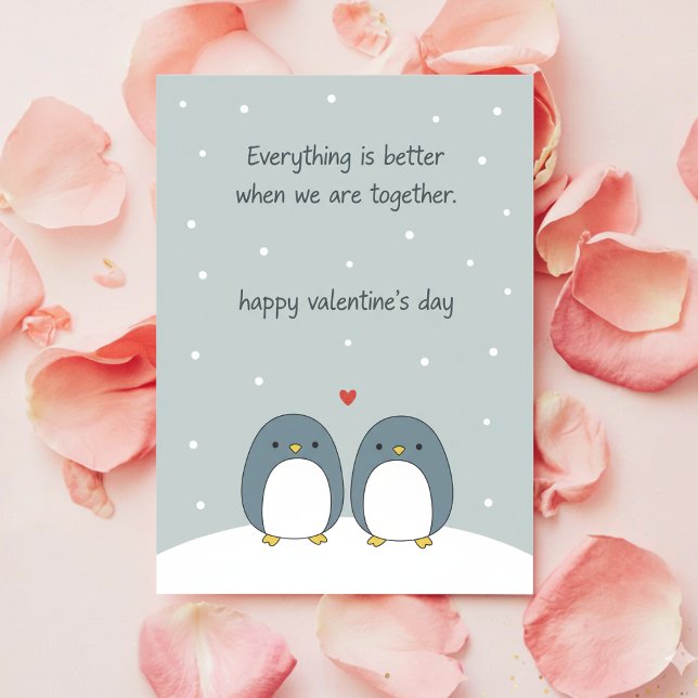 Festiva Tarjeta de San Valentín de Amor de Pingüino Adorab (Subido por el creador)