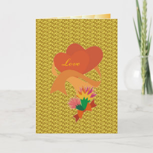 Festiva Tarjeta de San Valentín de amor dorado