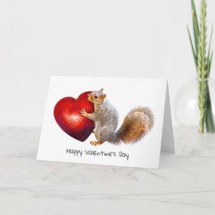 Festiva Tarjeta de San Valentín de ardilla sosteniendo un 