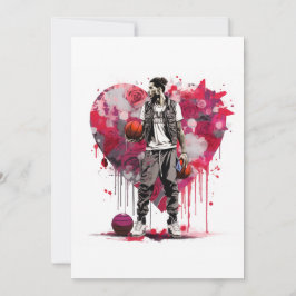 Festiva Tarjeta de San Valentín de Baloncesto