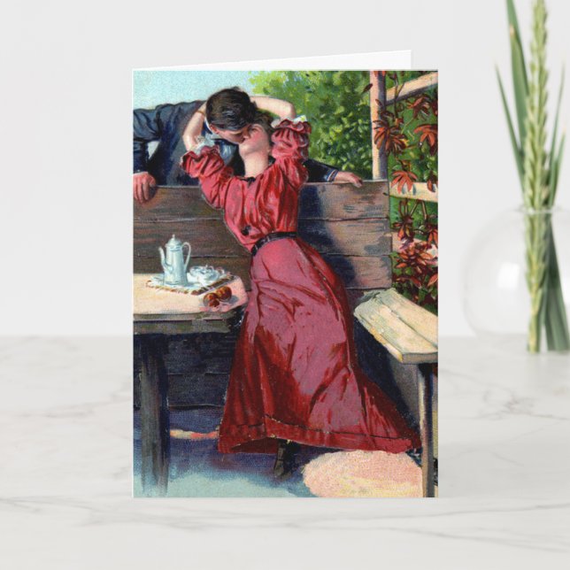 Festiva Tarjeta de San Valentín de Beso Amador (Anverso)