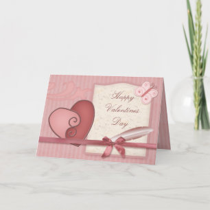 Festiva Tarjeta de San Valentín de bonito rosa Loveheart y