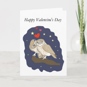 Festiva Tarjeta de San Valentín de búho besante