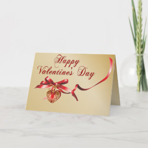 Festiva Tarjeta de San Valentín de canasta dorada y roja