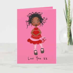 Festiva Tarjeta de San Valentín de Chica afroamericano