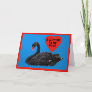 Festiva Tarjeta de San Valentín de cisne negro para amigo