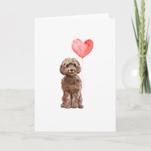 Festiva Tarjeta de San Valentín de Cockapoo marrón, San Va