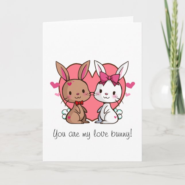 Festiva Tarjeta de San Valentín de conejo de amor (Anverso)