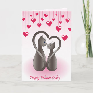 Festiva Tarjeta de San Valentín de corazón de cola de gato