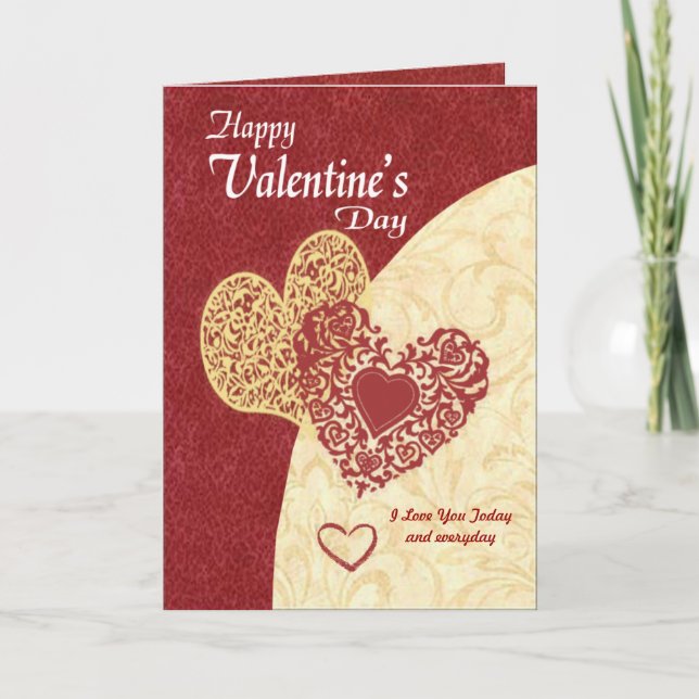 Festiva Tarjeta de San Valentín de Corazones (Anverso)