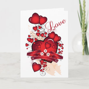 Festiva Tarjeta de San Valentín de corazones brillantes ro