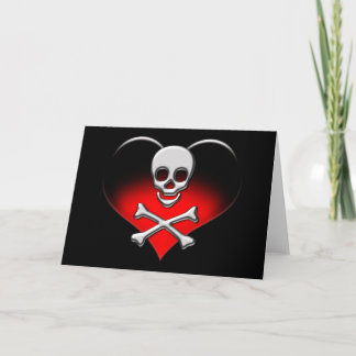 Festiva Tarjeta de San Valentín de cráneo y corazón