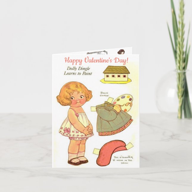 Festiva Tarjeta de San Valentín de dos muñecas de papel Do (Anverso)