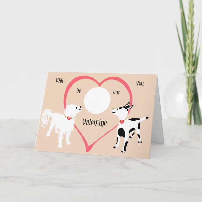 Festiva Tarjeta de San Valentín de dos perros, agrega tu f (Anverso)