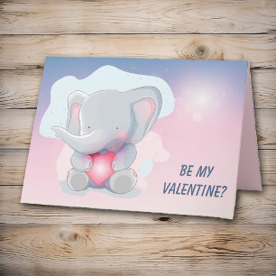 Festiva Tarjeta de San Valentín de elefante bebé lindo