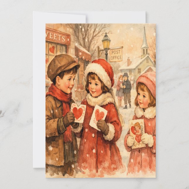 Festiva Tarjeta de San Valentín de estilo antiguo de 1920 (Anverso)