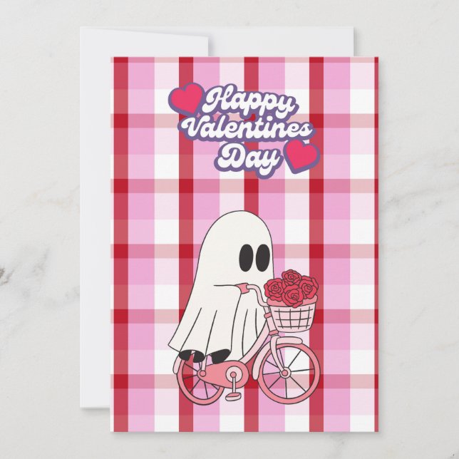 Festiva Tarjeta de San Valentín de Fantasma Adorable (Anverso)