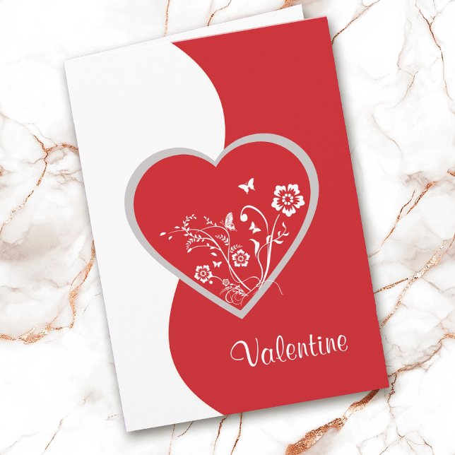 Festiva Tarjeta de San Valentín de flor de corazón rojo (Subido por el creador)