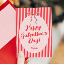 Tarjeta de San Valentín de Galentine's con lazo ro