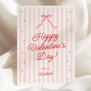 Festiva Tarjeta de San Valentín de Galentine's con lazo ro