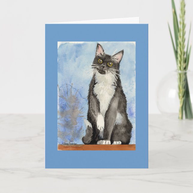 Festiva Tarjeta de San Valentín de gato (Anverso)