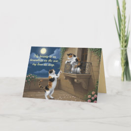 Festiva Tarjeta de San Valentín de Gato Calico