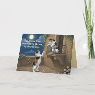 Festiva Tarjeta de San Valentín de Gato Calico