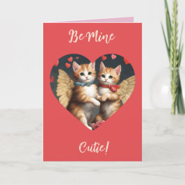 Festiva Tarjeta de San Valentín de gato Cupido Sé Mío 