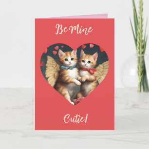 Festiva Tarjeta de San Valentín de gato Cupido Sé Mío 