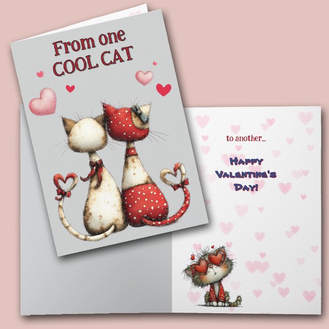 Festiva Tarjeta de San Valentín de Gato Divertido y Genial (Subido por el creador)