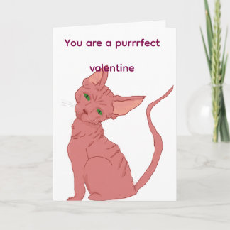 Festiva Tarjeta de San Valentín de gato sphynx purrfecta