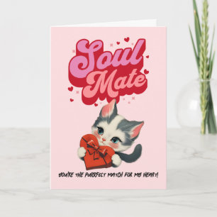 Festiva Tarjeta de San Valentín de gato vintage