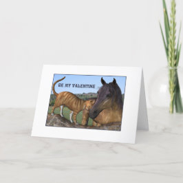 Festiva Tarjeta de San Valentín de Ginger Cat y Bay Horse