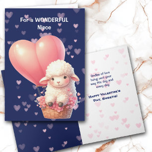Festiva Tarjeta de San Valentín de globo de cordero lindo