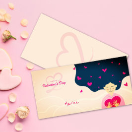 Festiva Tarjeta de San Valentín de hermoso paisaje, mujer 