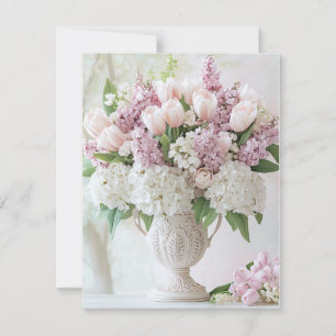 Festiva Tarjeta de San Valentín de Lila Rosa Romántica e H