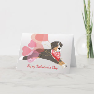 Festiva Tarjeta de San Valentín de los globos de perros de