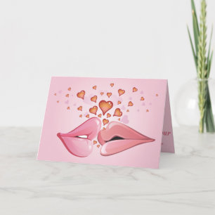 Festiva Tarjeta de San Valentín de los labios de besa rosa