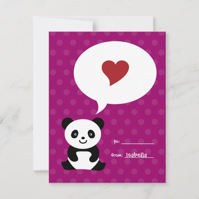 Festiva Tarjeta de San Valentín de los niños de Love Panda (Anverso)