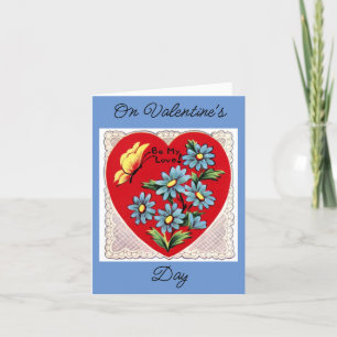 Festiva Tarjeta De San Valentín De Mariposa Y Flores