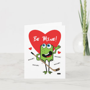 Festiva Tarjeta de San Valentín de monstruo de hockey infa