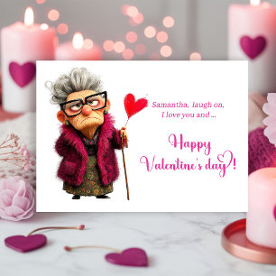 Festiva Tarjeta de San Valentín de Mujer Mayor Gruñona Div