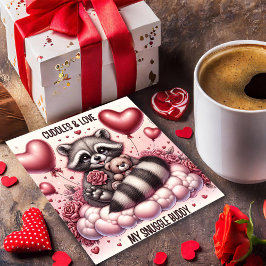 Festiva Tarjeta de San Valentín de Osito Abrazando a Mapac
