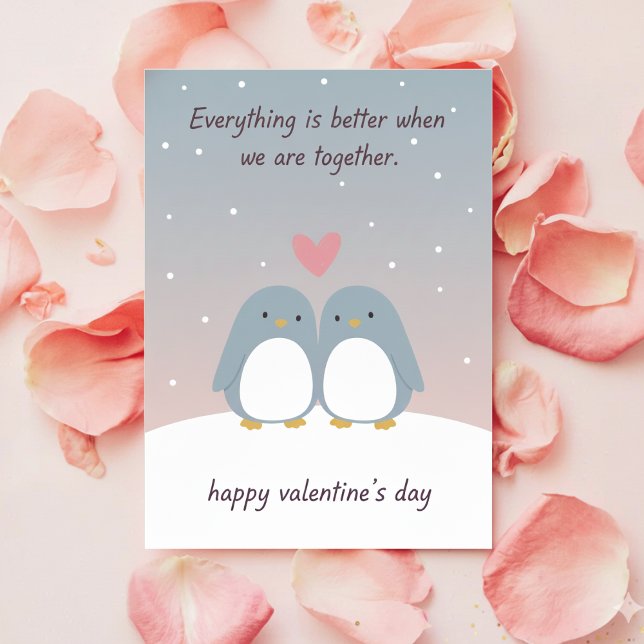 Festiva Tarjeta de San Valentín de pareja de pingüinos lin (Subido por el creador)