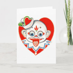 Festiva Tarjeta de San Valentín de Payaso Retro Antiguo co