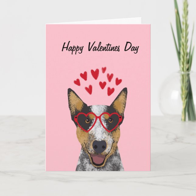 Festiva Tarjeta de San Valentín de perro de ganado austral (Anverso)