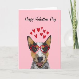 Festiva Tarjeta de San Valentín de perro de ganado austral